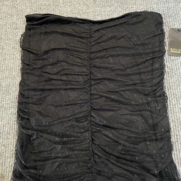 Bold Elements Womens Size Large Midi A-Line Skirt Black Polka-Dot Mesh NEW - Picture 5 of 11